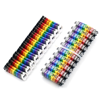 Plastic Number 0-9 Coded Cord Cable Organizer (Rainbow Color)