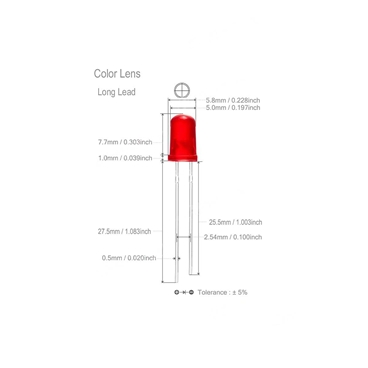 5mm RED Diffuse LED Lamp [50pcs Pack]