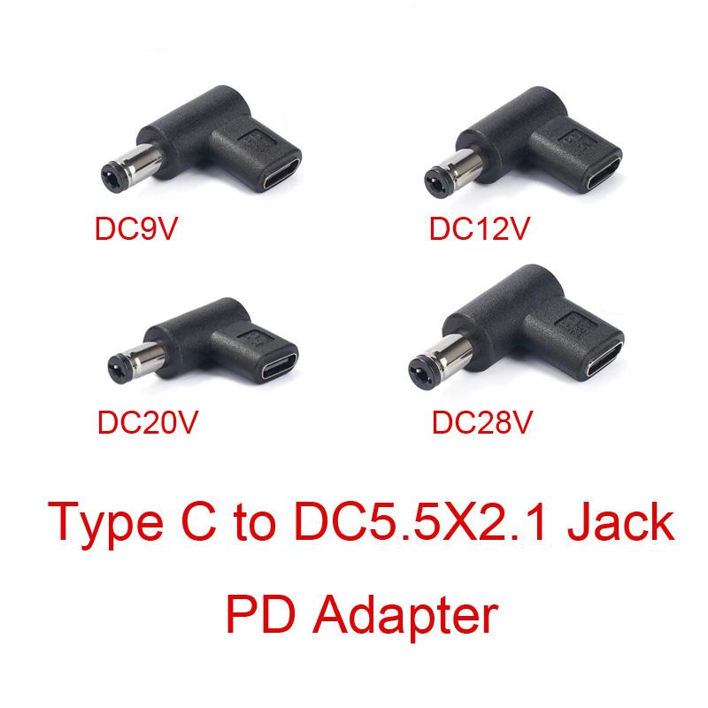 Type C USB-C to DC 5.5x2.1mm Adapter PD Emulator Trigger 90 Degree Angled