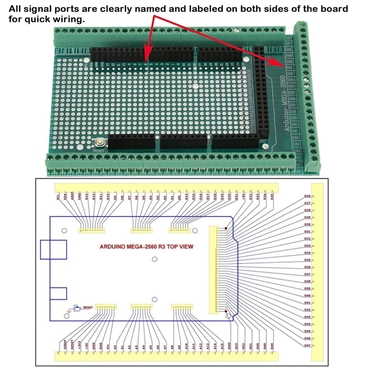 Mega 2560 R3 Prototype Screw Terminal Block Shield Board